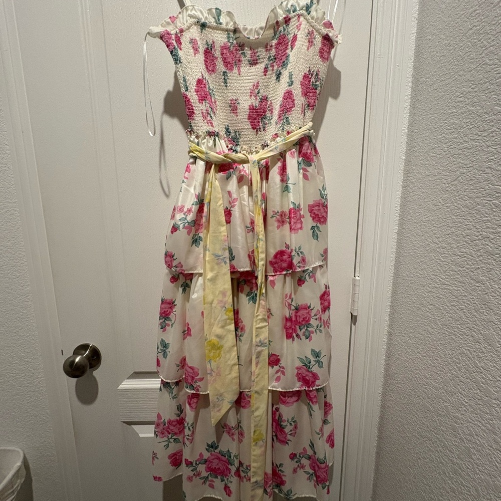LoveShackFancy White Sundress with Spaghetti Straps for Wedding Guest